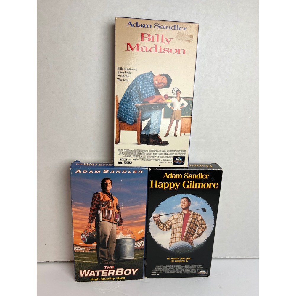 Adam Sandler VHS Bundle Billy Madison Happy Gilmore The Waterboy 90s Comedy Set
